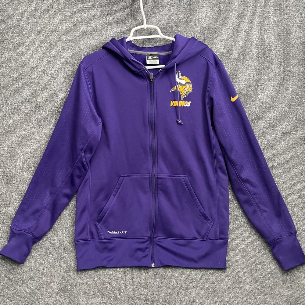 Minnesota Vikings NFL Nike Therma-Fit Jacket Mens Sz M On Field Full Zip Purple